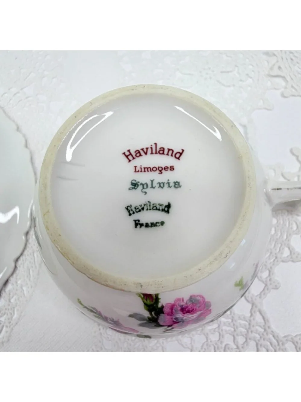 VTG Set of 5 Haviland Limoges Sylvia Teacups & Saucers Pink Roses Cottagecore